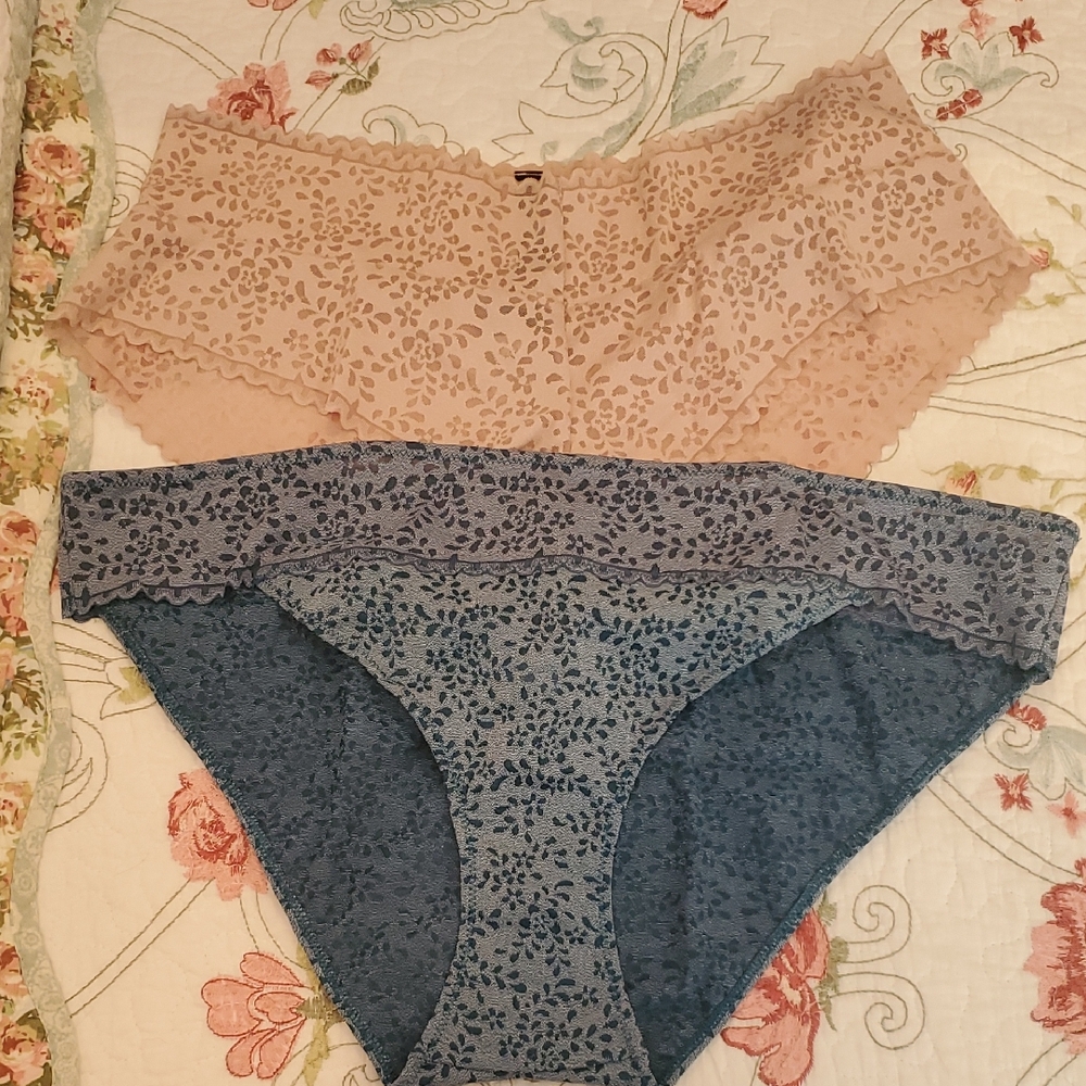 Adore Me Lace Panties Set - Blue and Tan